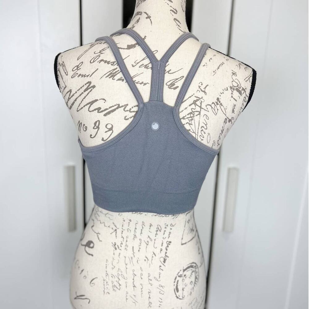 Yogalicious‎ Longline Seamless Sports Bra with Strappy Back in Gray Size Medium - Picture 4 of 8